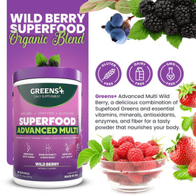 Greens+ Advanced Multi Wild Berry Poudre Superaliment 408g avec cuillère