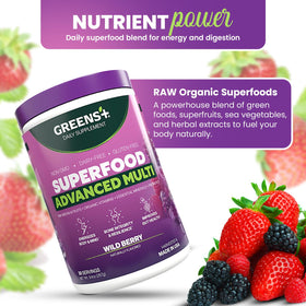 Greens+ Advanced Multi Wild Berry Poudre Superaliment 408g avec fruits