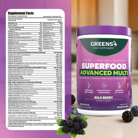 Greens+ Advanced Multi Wild Berry Poudre Superaliment 408g en utilisation