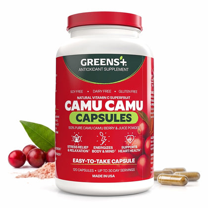 Greens+ Complément Alimentaire Camu Camu 120 Capsules vue de face