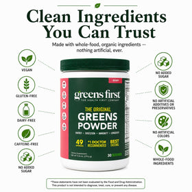 Greens First Poudre de Super-aliments Berry, mélange dans un verre d'eau