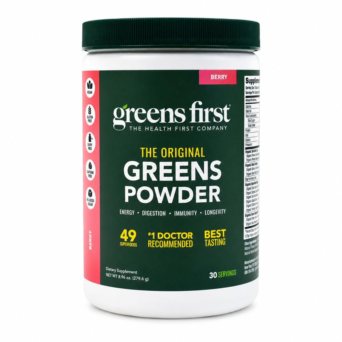 Greens First Poudre de Super-aliments Berry, vue avant du produit