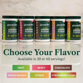 Greens First Poudre de Super-aliments Chocolat, contenant ouvert