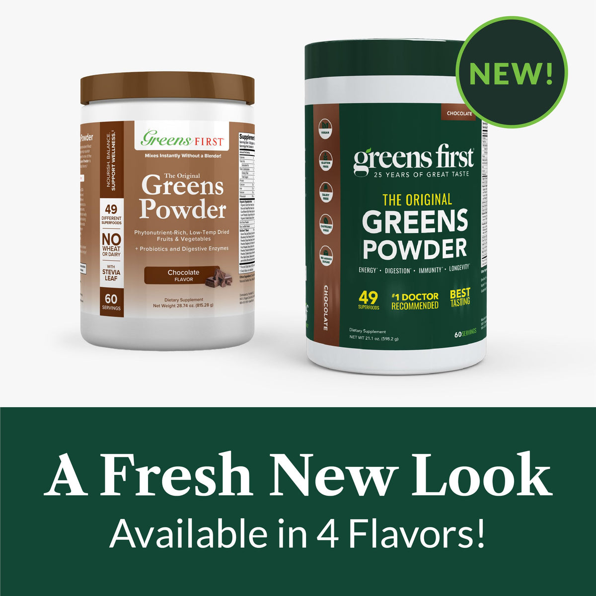 Greens First Poudre de Super-aliments Chocolat, ingrédients sur l'étiquette