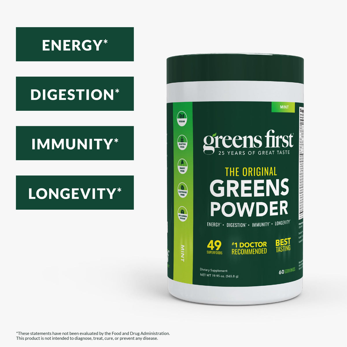 Greens First Poudre de Superaliments Menthe contenant ouvert