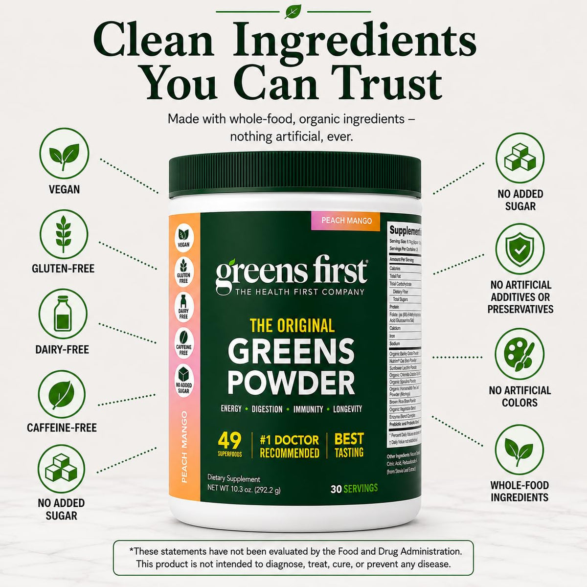 Greens First Poudre de Superaliments Originale 386g en préparation de smoothie