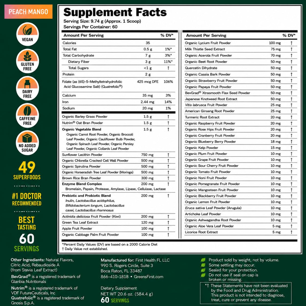 Greens First Poudre de Superaliments Originale 680g en utilisation dans un smoothie