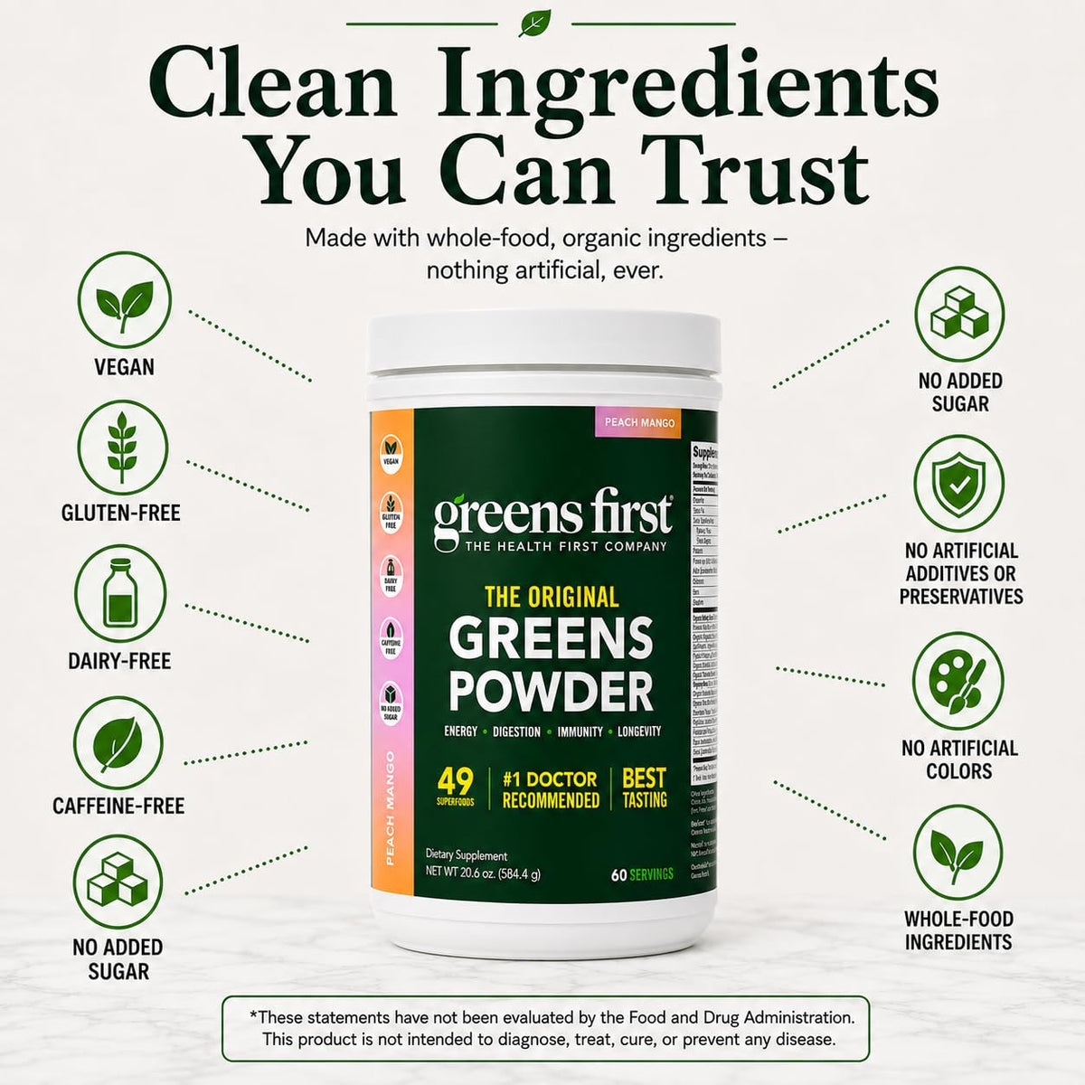 Greens First Poudre de Superaliments Originale 680g vue de côté