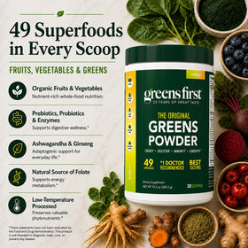 Greens First Poudre de Verts Originale 372g - étiquette avec ingrédients