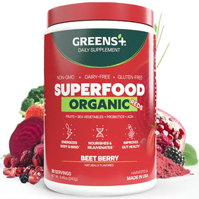 Greens+ Poudre de Superaliment Rouge Bio 349g vue de face