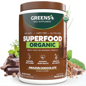 Greens+ Poudre Énergétique Bio Chocolat 322g vue de face