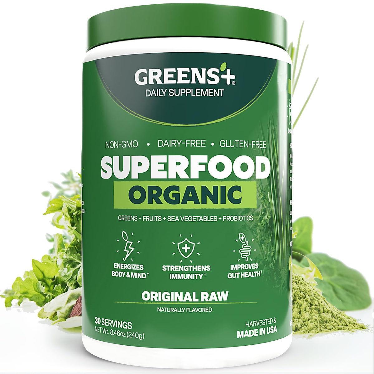 Greens+ Poudre Superaliment Bio 322g - vue avant