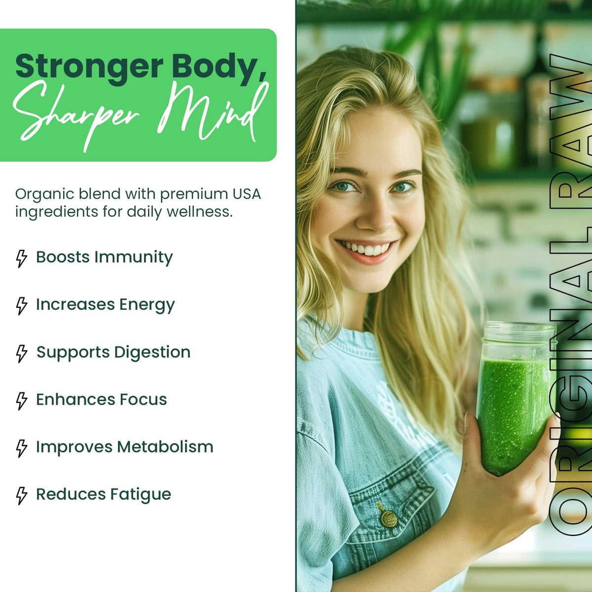 Greens+ Poudre Superaliment Bio 322g - vue de côté
