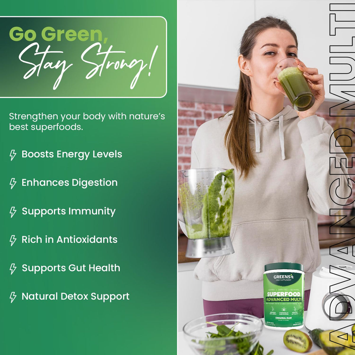 Greens+ Superfood en Poudre 9,4 oz dans un smoothie
