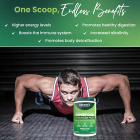 Greens+ Superfood en Poudre 9,4 oz en cuillère avec poudre