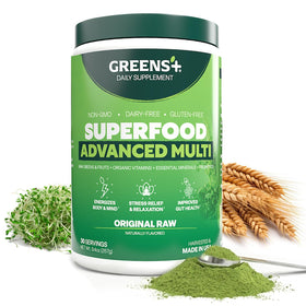 Greens+ Superfood en Poudre 9,4 oz vue avant avec emballage