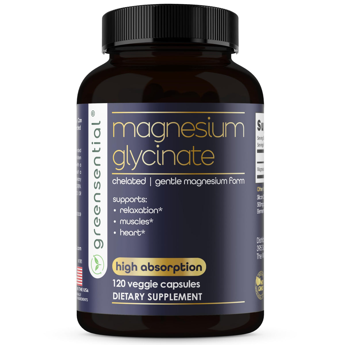 Greensential Magnésium Glycinate 175mg 120 capsules vue de face