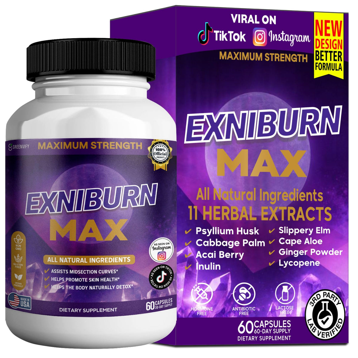GREENVIFY Exniburn Complément Alimentaire 60 Capsules, vue avant