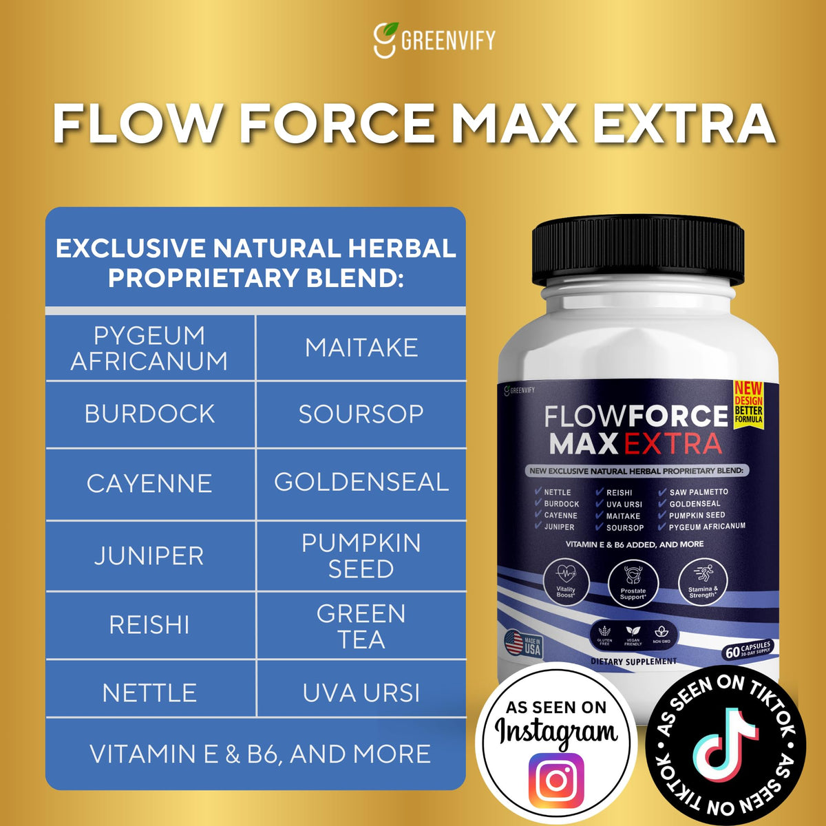 GREENVIFY Flow Force Max Extra capsules avec ingrédients naturels
