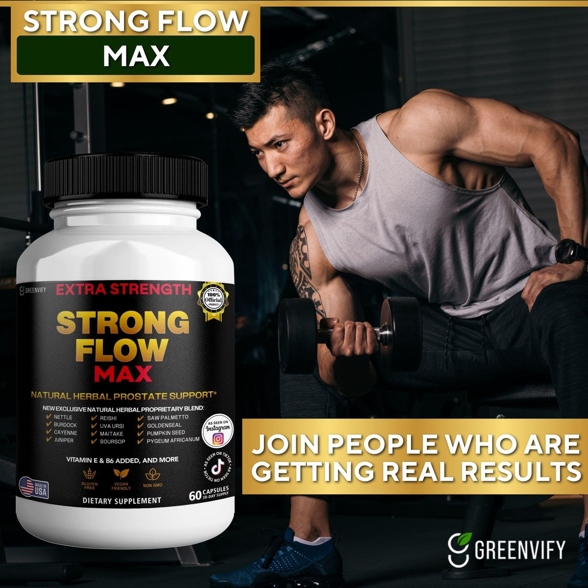 GREENVIFY Strong Flow Max supplément naturel prostate affichage des capsules