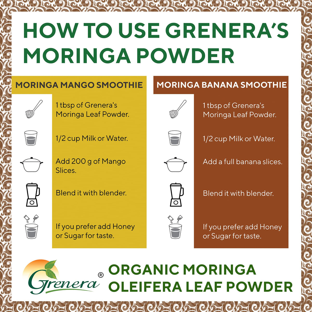 Grenera Poudre de Moringa Bio 1 kg en préparation de boisson chaude