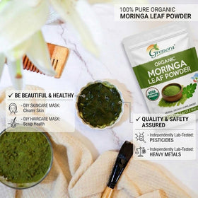 Grenera Poudre de Moringa Bio 1 kg présentée avec des ingrédients naturels