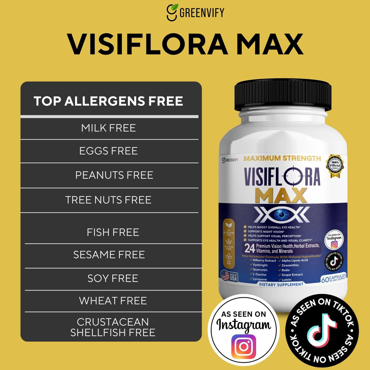 GRENVIFY VisiFlora Max 60 Capsules sur fond blanc