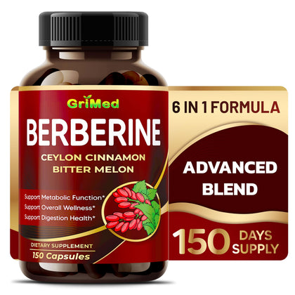 GriMed Berberine flacon de 150 capsules vue de face