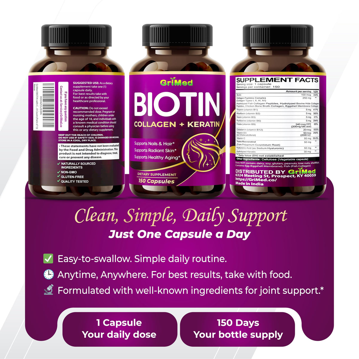 GriMed biotine sur un fond naturel avec des plantes
