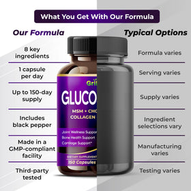 GriMed Capsules de Glucosamine avec un fond naturel