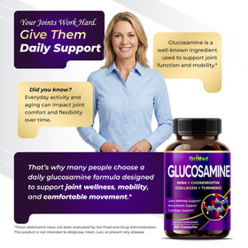 GriMed Capsules de Glucosamine, étiquette détaillant les ingrédients