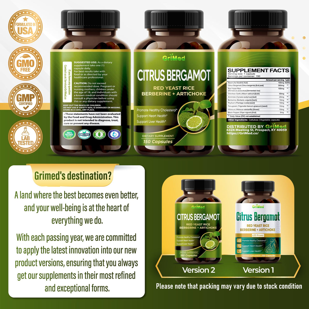 GriMed Citrus Bergamot avec des ingrédients naturels en arrière-plan