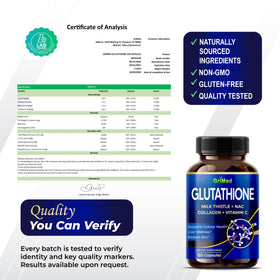 GriMed Glutathione détail de l'étiquette avec informations nutritionnelles