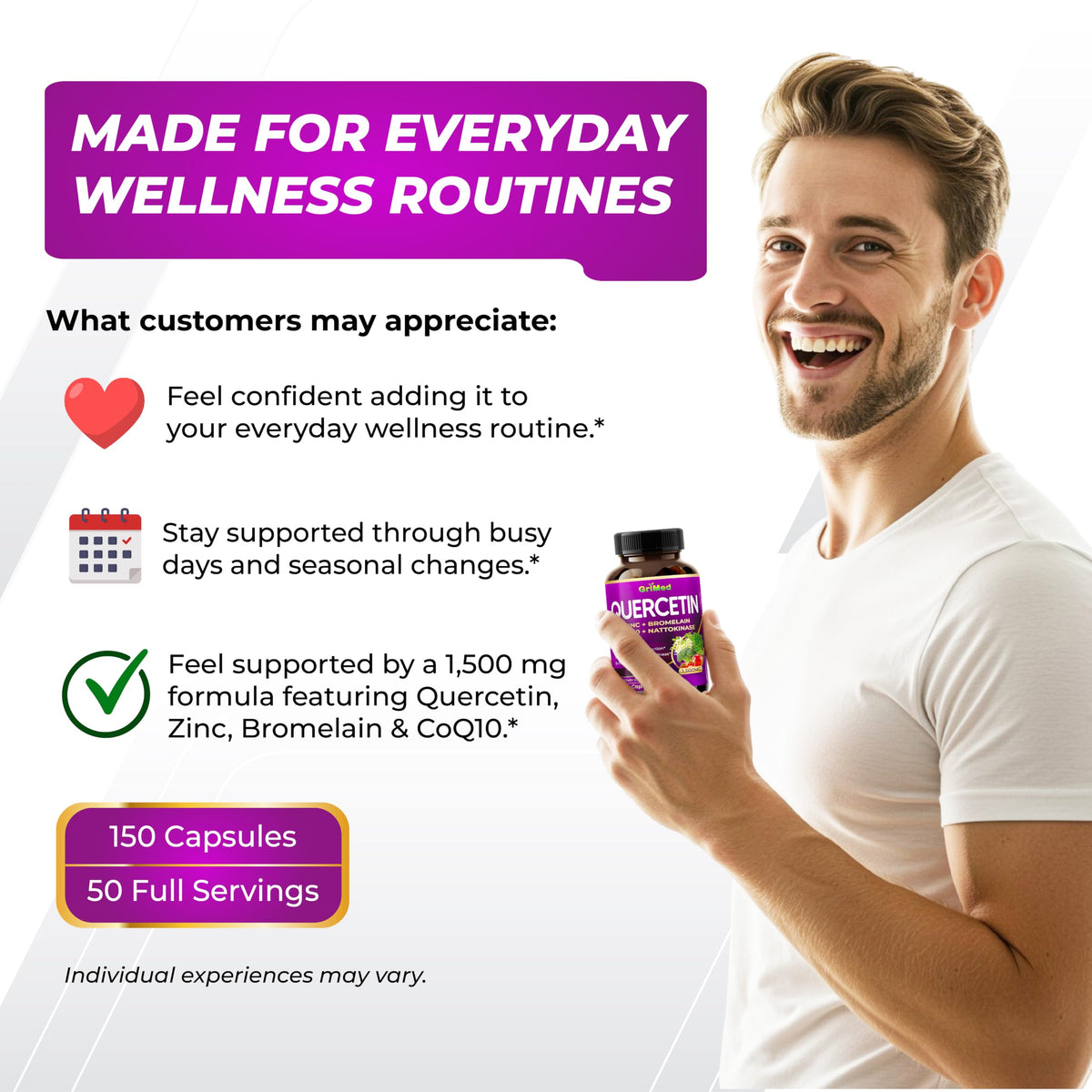 GriMed Quercétine 1500 mg flacon avec capsules à côté