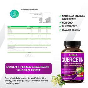 GriMed Quercétine 1500 mg flacon sur une table en bois