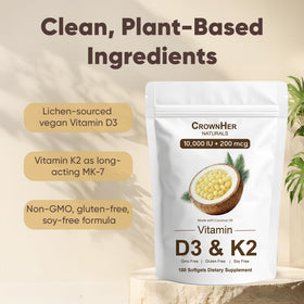 GROHESE Naturals D3 K2 gélules avec dosage de 10000 IU
