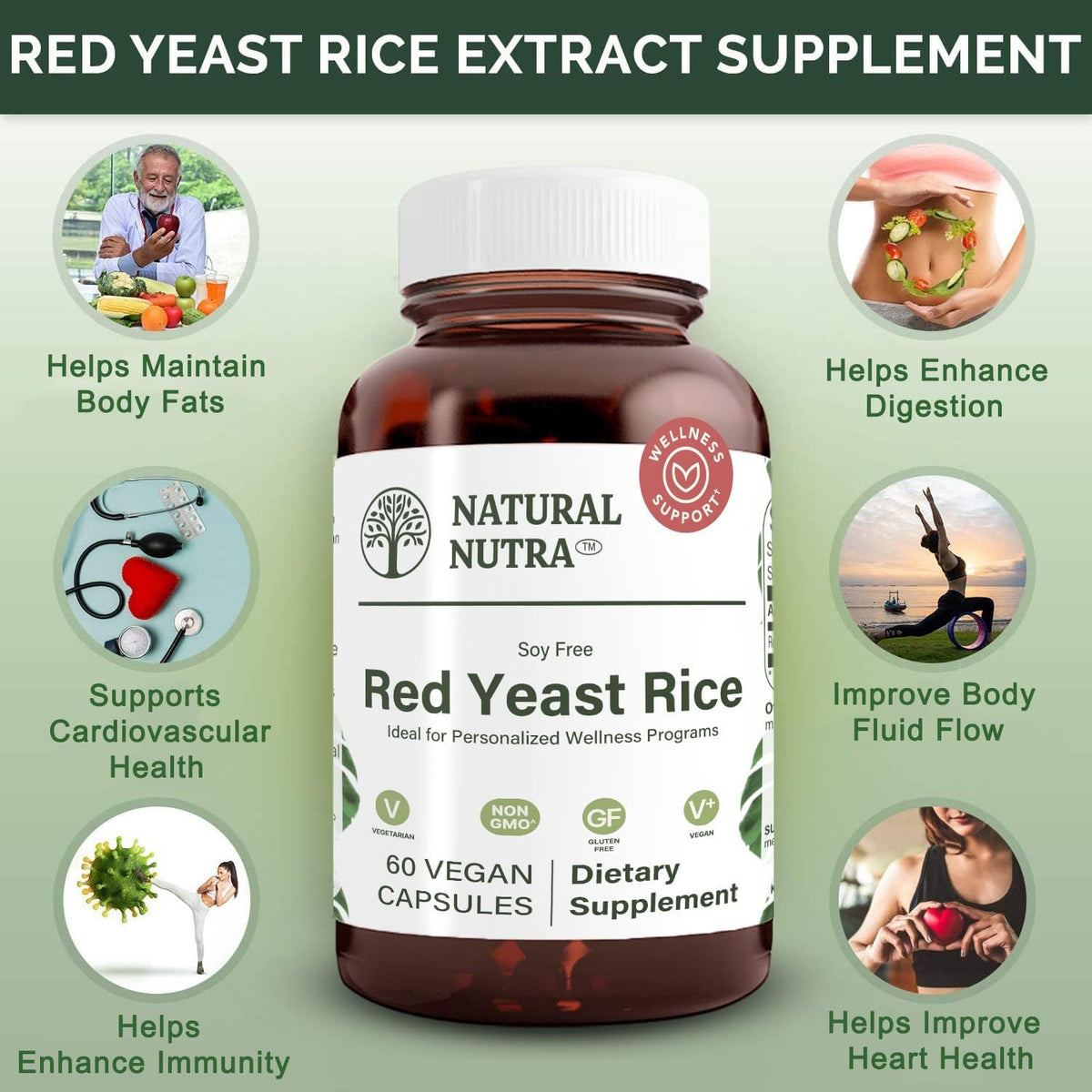 Gros plan sur des capsules de riz rouge Natural Nutra