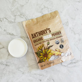 Gros plan sur la poudre d'inuline biologique Anthony's