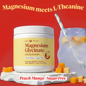 Gros plan sur la texture de la poudre de glycinate de magnésium Nuven Naturals