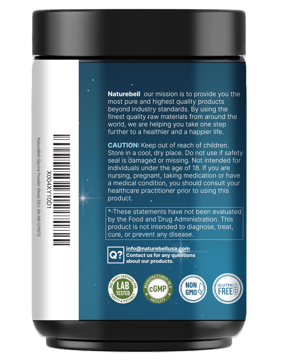 Gros plan sur la texture de la poudre de glycine NatureBell