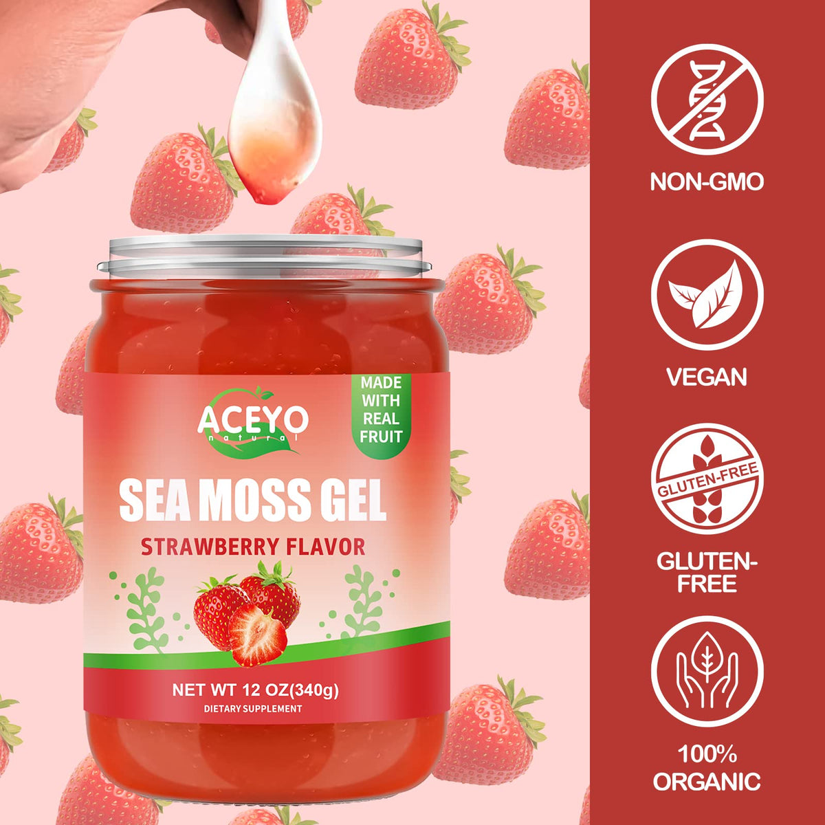Gros plan sur la texture du gel d'algue marine ACEYO