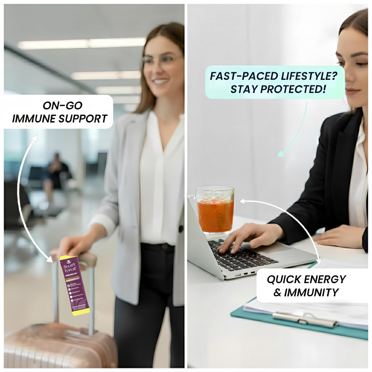 Gros plan sur le sachet de mélange de boisson Secret Forest daily wellness
