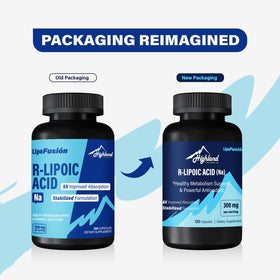 Gros plan sur les capsules d'acide R-lipoïque Highland Nutritional Lab