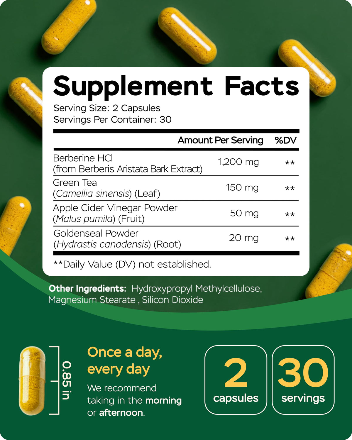 Gros plan sur les capsules de Berbérine 4Well Products