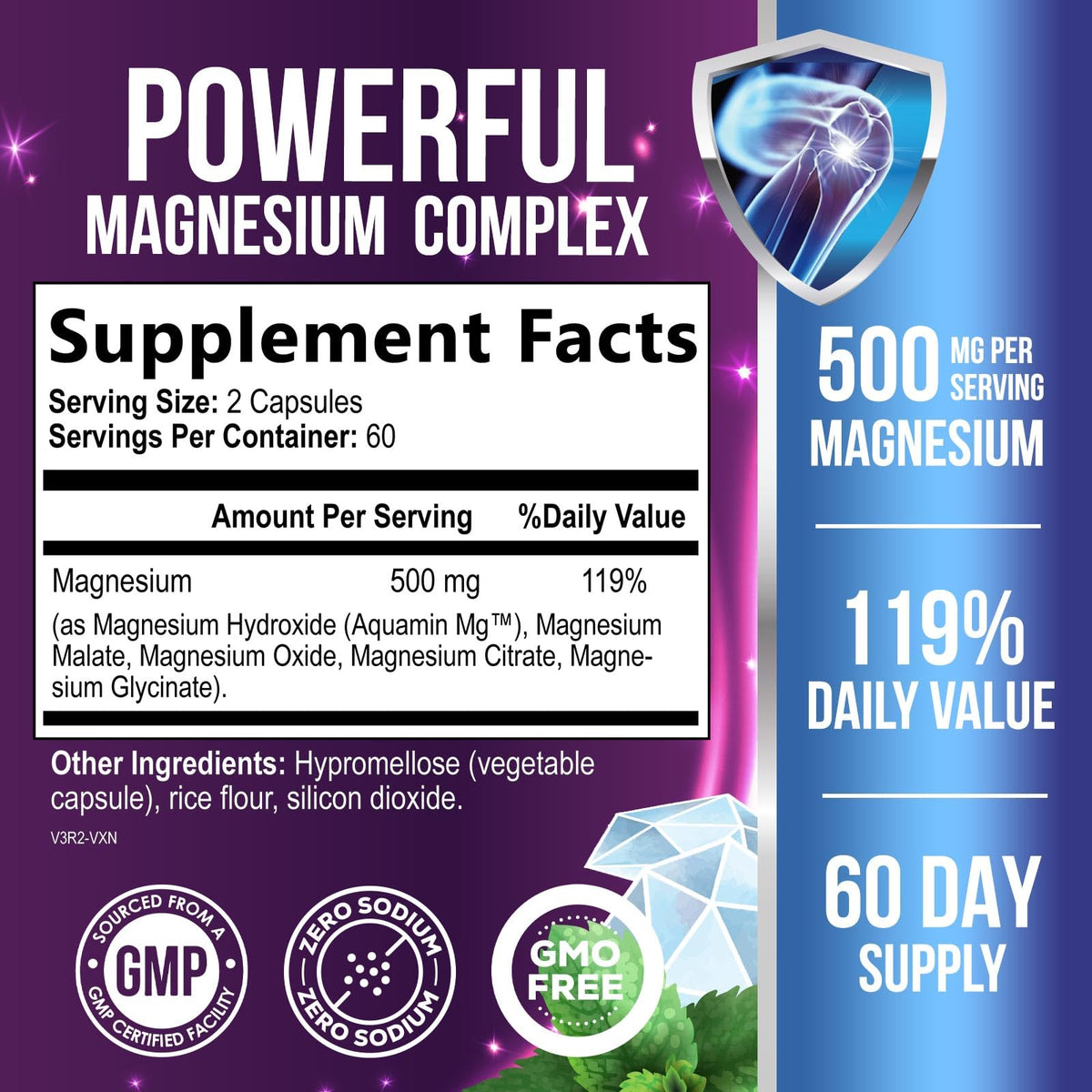 Gros plan sur les capsules de magnésium 500mg
