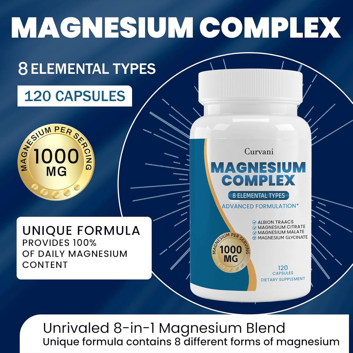 Gros plan sur les capsules de Magnésium Complexe Curvani