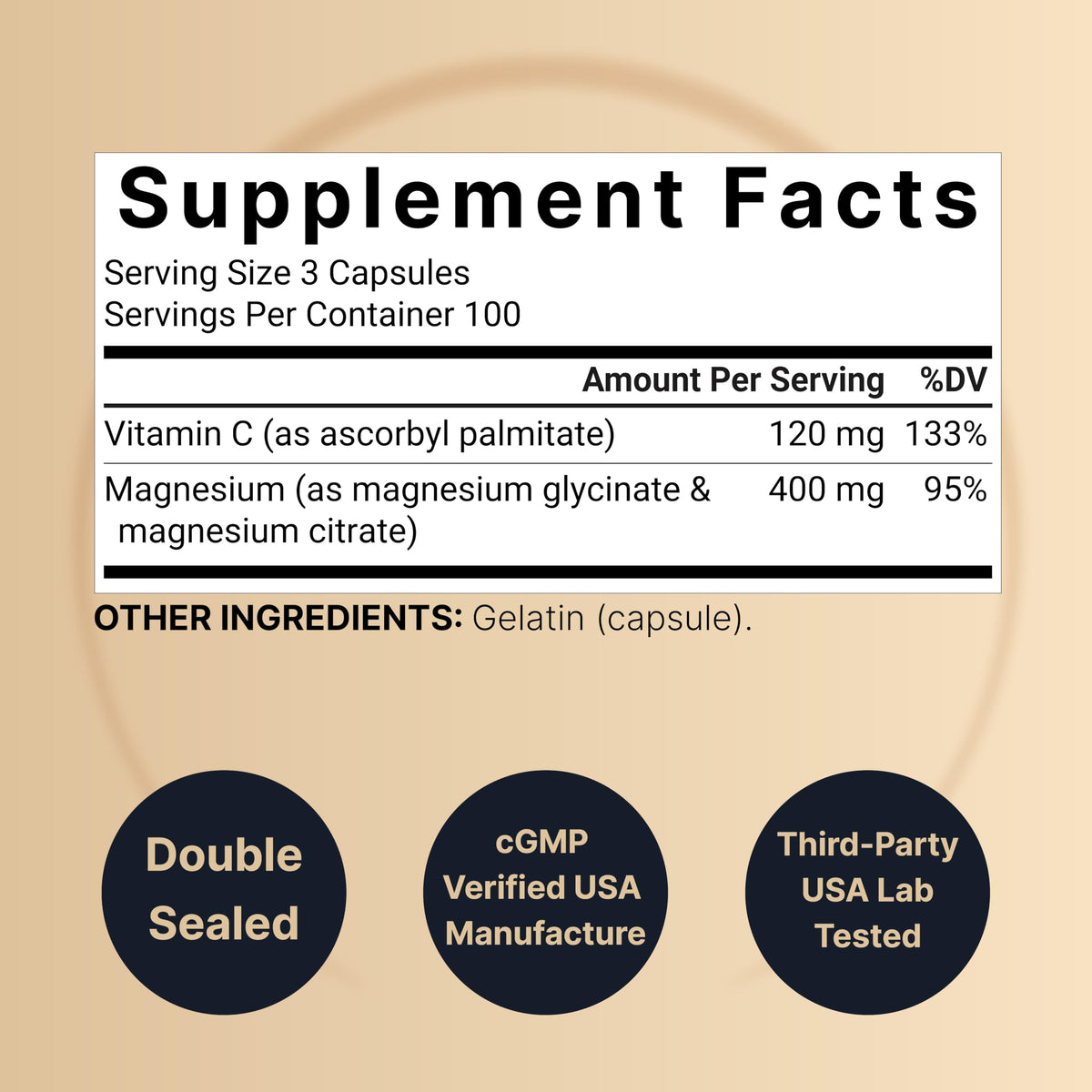Gros plan sur les capsules de magnésium glycinate et citrate