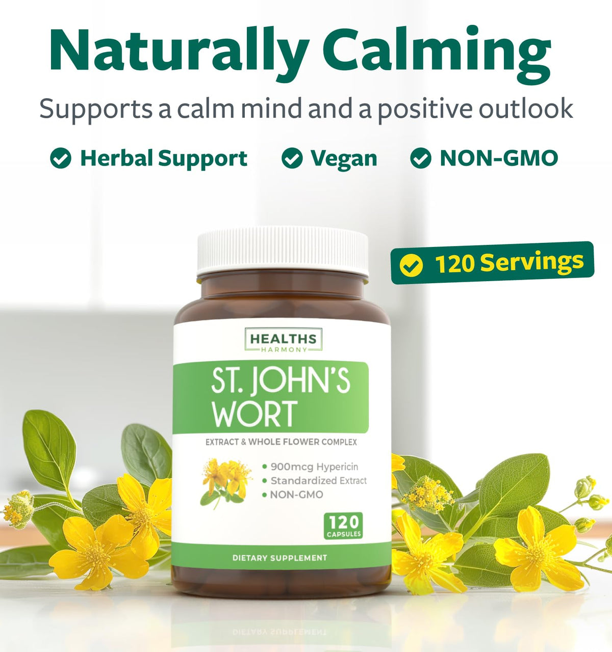 Gros plan sur les capsules de millepertuis Healths Harmony