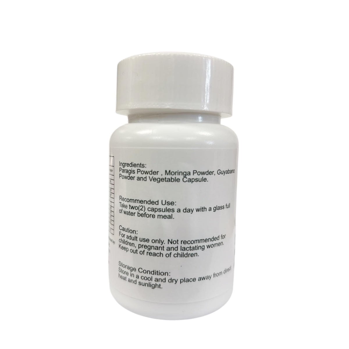 Gros plan sur les capsules de Paragis avec Moringa et Guyabano