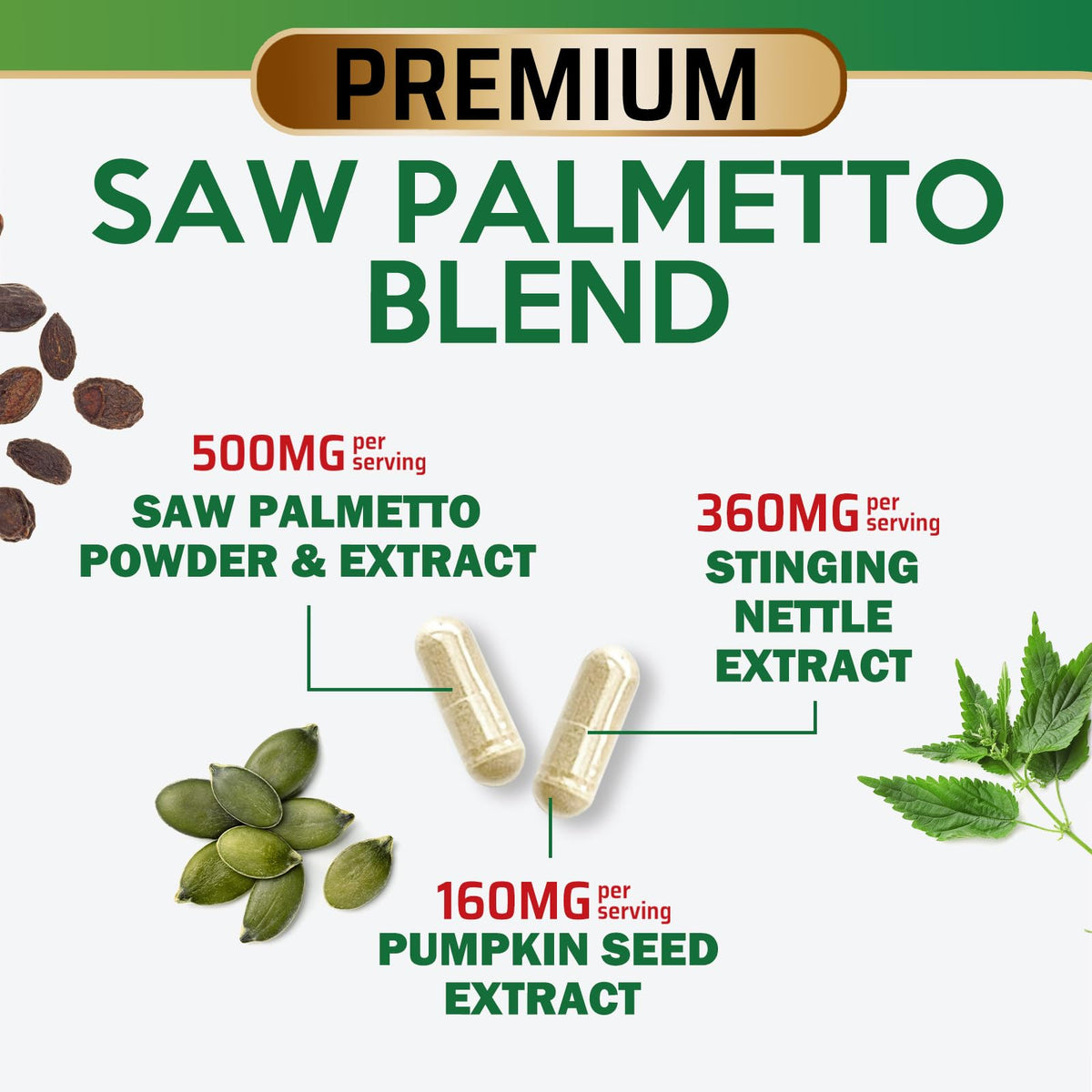 Gros plan sur les capsules de Saw Palmetto pour Hommes